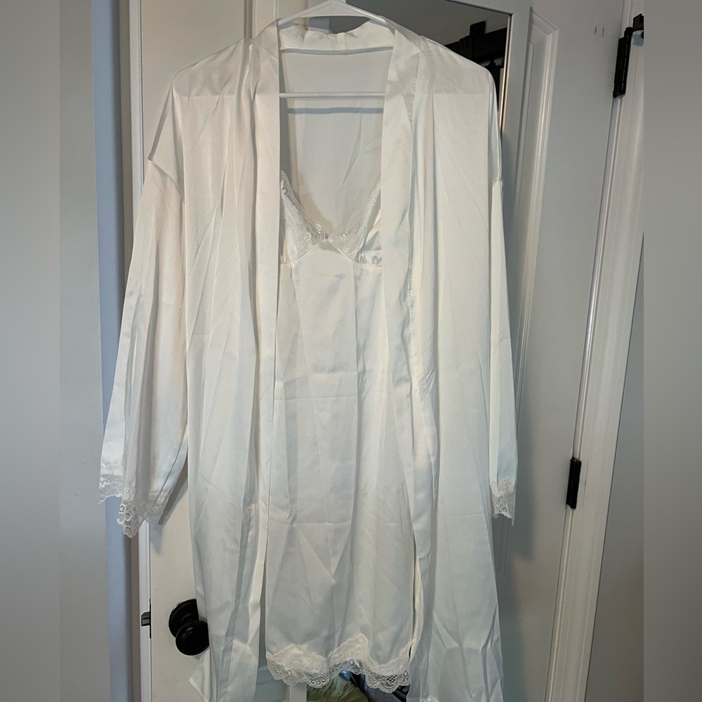 Bridal getting ready satin teddy and robe